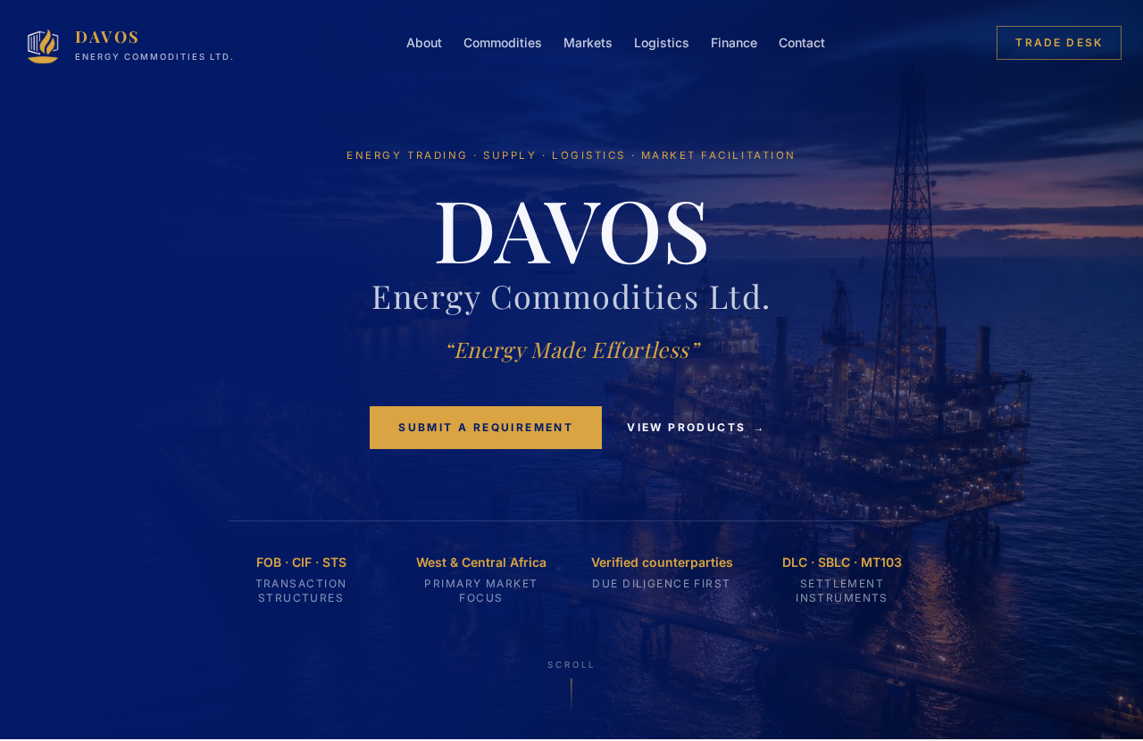 Screenshot of the Davos Energy Commodities Ltd. website built by Saint Sites